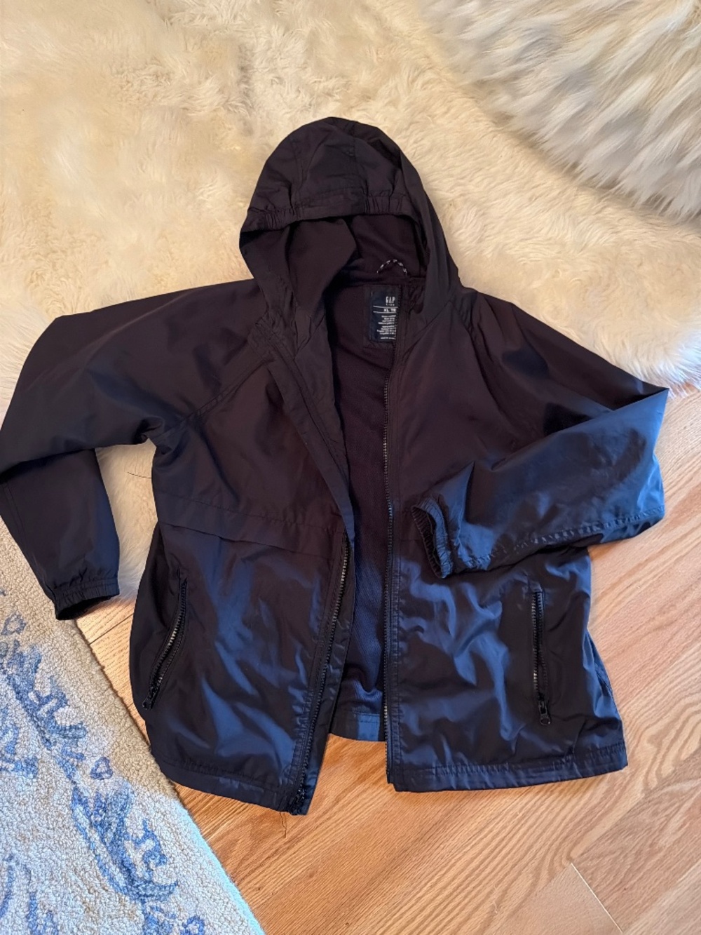 GAP Black Hooded Rain Jacket - youth XL